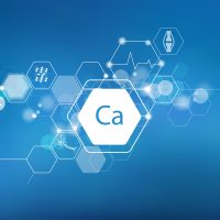 Calcium. Scientific medical research, the effect on human health. The designation of Calcium in the periodic table.